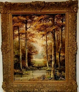 PINTURA DE PAISAJE FORESTAL POR D VD TILO MARCO DORADO ORNAMENTADO AMSTERDAM HOLANDA - Imagen 1 de 12