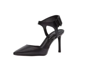 NIB Nine West Elisabeti Black Leather Pointed Toe Stiletto Heel Pumps - size 8.5 - Picture 1 of 4