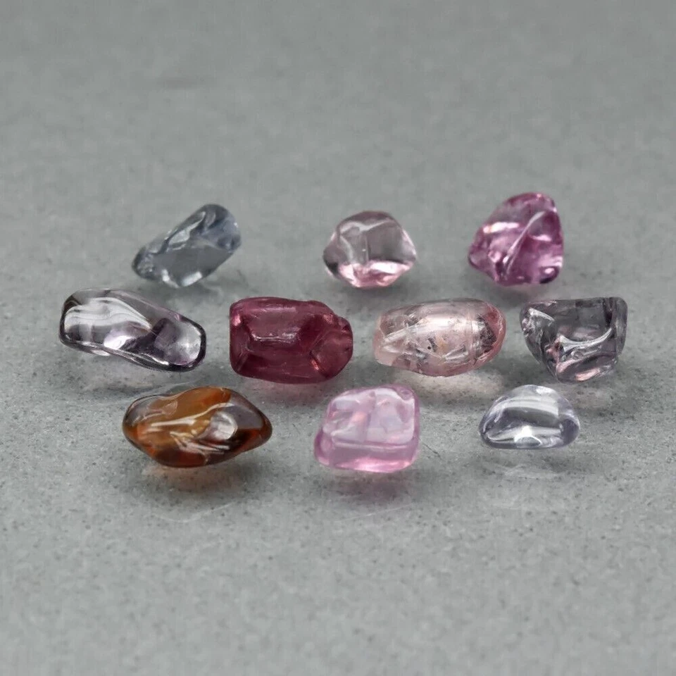 Piedras preciosas ásperas de espinela rosa-púrpura natural de Birmania (Myanmar) de 4,76 quilates/10 piezas ver video Foto 1 de 2