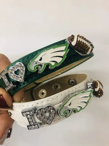 I Love Philadelphia Eagles Rhinestone NFL Football Bracelet / Eagles Fans Cover
