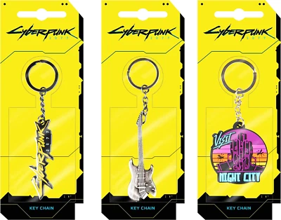 Cyberpunk 2077 Set of 3 Keychains Logo Johnnys Guitar Night City Phantom Liberty - Image 1 of 4