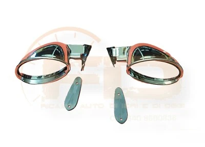 COPPIA SPECCHIETTI ESTERNI CALIFORNIA CROMATI PER FIAT 500 126 ED AUTO D'EPOCA - Immagine 1 di 4