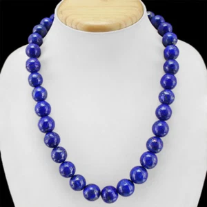 FINEST EVER 600.00 CTS NATURAL BLUE LAPIS LAZULI ROUND BEADS NECKLACE (DG) - Picture 1 of 2