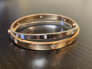 Cartier Bi-Love Size 17 Bracelet 18k White And Rose Gold 12 Diamond MSRP $20,000