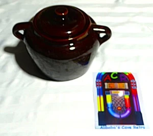 Vintage Brown Glaze Stoneware Crock Bean Pot With Handles and Lid Pottery Canada - Picture 1 of 7