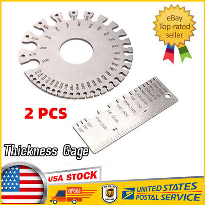 2PCS Sheet Metal Gauge Thickness Gage Wire Gauge Measuring Tool Stainless Steel • 10.68$