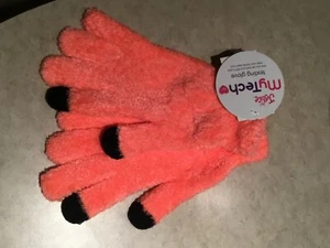 NEW Justice Girls Texting Gloves Orange & Black VERY SOFT FUZZY One Pr FREE SHIP - Picture 1 of 3