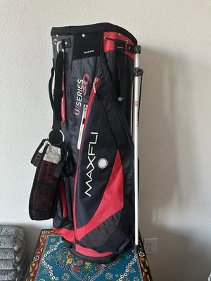 Bolsa de golfe Maxfli U/Series 3.0 suporte 6 vias vermelha branca azul preta com capa de chuva - Imagem 1 de 4