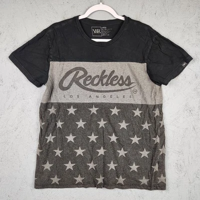 Camisa Young & Reckless Reckless Los Angeles Para Hombre Grande Negra Gris Estrellas Gráfico Foto 1 de 4