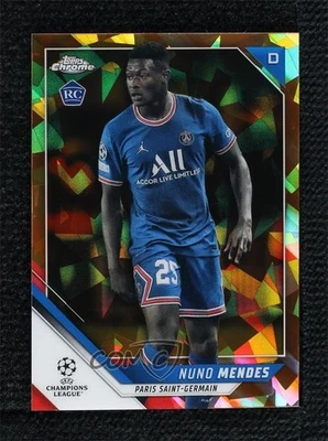 2021 Topps Chrome UCL Sapphire Orange Refractor 25/50 Nuno Mendes Rookie RC - Image 1 of 3