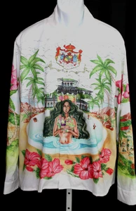 Casablanca Kamehameha Vacation Hawaii Long Sleeve Button Up Cotton Shirt XL-#20 - Picture 1 of 13