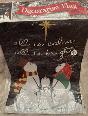 Bandeira decorativa de jardim dupla face “Tudo é calmo tudo é brilhante” 13x18  - Imagem 1 de 4