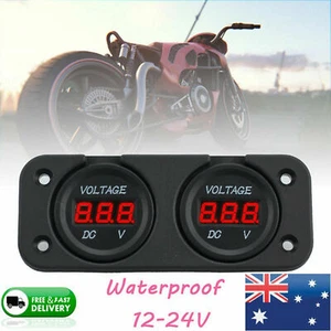 DUAL Battery Volt Display - Flush 12v 24v LED Digital Meter Boat Voltage Gauge - Picture 1 of 12