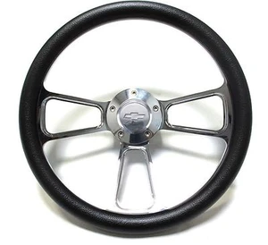 Camaro Black & Chrome Steering Wheel, Chevy Horn & Billet adapter 1969 - 1994 - Picture 1 of 3