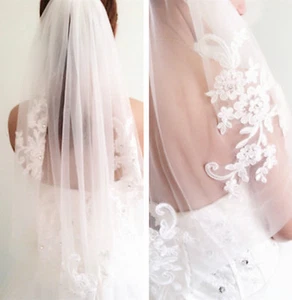 Women Pure white Bride Wedding Wedding Embroidery lace Hair head Veil WITH COMB - Picture 1 of 12