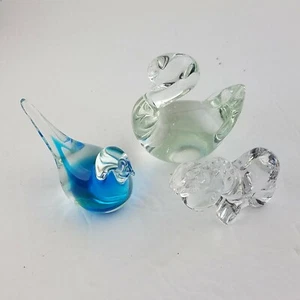 Lote de estatuillas de cristal Crystal Donkey 1991 S. BUTCHER Alemania + Fenton Swan + Bird Glass - Imagen 1 de 7
