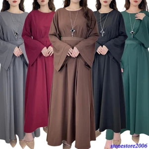 Maxi Vestido Largo Musulmán Modesto Abaya Mujeres Pavo Caftán Túnicas Vestido Árabe - Imagen 1 de 25