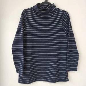 J. Jill Wearever Collection Blue Mock Neck Cozy Knit Sweater Sweatshirt Stripe S - Picture 1 of 8