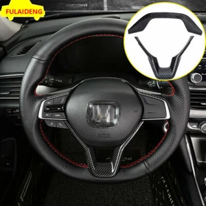 2Pcs For Honda Accord 2018-2021 Carbon Fiber Interior Steering Wheel Cover Trim - Foto 1 di 7