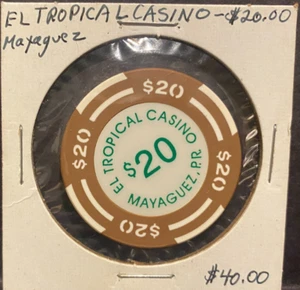 Puerto Rico, MAYAGUEZ EL TROPICAL CASINO, Casino Chip, $20.00 - Picture 1 of 4
