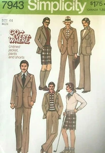 1970's VTG Simplicity Men's Pants, Shorts, Jacket Pattern 7943 Size 44 UNCUT - Picture 1 of 2