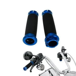 1" Blue Handlebar Hand Grips Fit For Harley Touring Sportster Dyna Softail - Picture 1 of 10