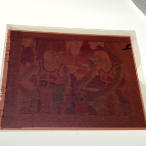 Michael Jordan Wearing Magic Johnson Jersey W/23 LARGE NEGATIVE