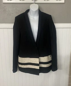 Scotch & Soda Maison Scotch NWT Womens Textured Tweed Blazer Jacket Size 4 Black - Picture 1 of 7