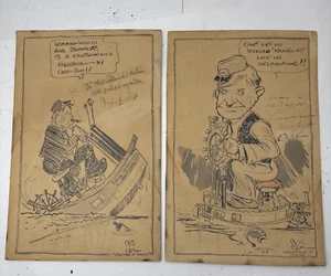 Will Rogers &Irvin S. Cobb Autographed Caricatures From Steamboat Round the Bend - Picture 1 of 24