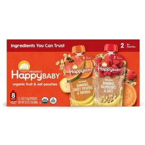 Happy Baby Organics Clearly Crafted Stage 2 Variety Pack Bananas/Sweet Potatoes - Picture 1 of 3
