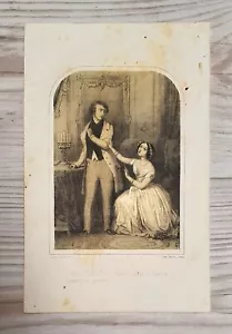 1850 litografia stampa artistica stampa a colori incisione su legno donna moda antica originale - Foto 1 di 6