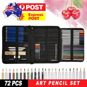 72Pcs Professional Drawing Sketch Pencil Set Charcoal Eraser Art Painting Kit - Picture 1 of 8