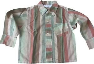 Vintage Striped  Button Shirt Health Tex Toddler MCM Shirt Long Sleeve 4T