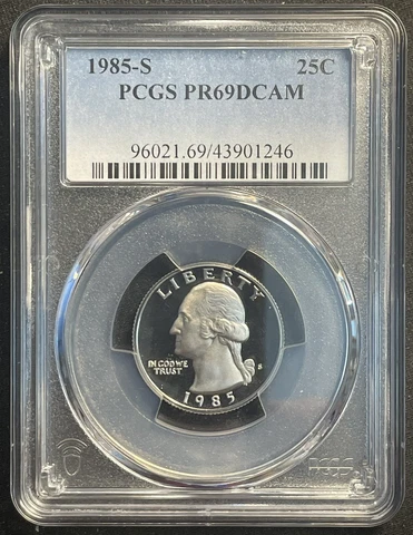1985-S PCGS PR69DCAM Washington Quarter  #4077 Cover
