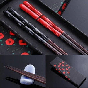 USA Reusable Chopsticks with Case Dishwasher Safe Wooden Chopsticks 2 Pairs - Picture 1 of 8