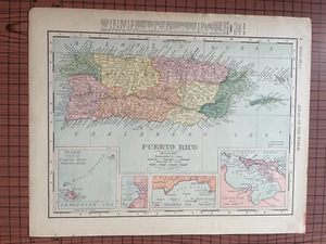 Mapa antiguo de Puerto Rico 1899 Rand McNally 1890 impresión mapa vintage Océano Atlántico - Imagen 1 de 6