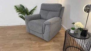 Millar 1 Seater - Fabric Manual Recliner Chair - Grey - Picture 1 of 8