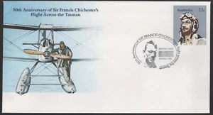 Chichester Flight Tasman 1981 con cancelaciones traseras cubierta de matasellos de vuelo - Imagen 1 de 2