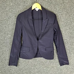 Witchery Womens Blazer Jacket Size 8 Purple Blue Linen Blend Stretch - Picture 1 of 10