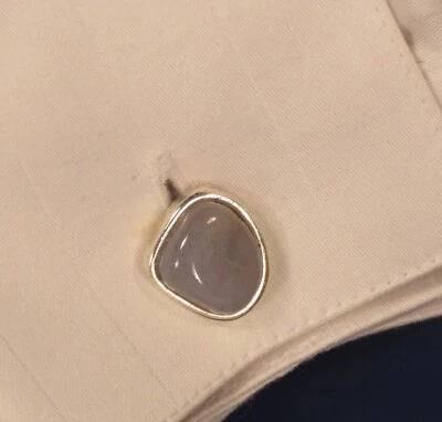 gemelli argento con calcedonio realizzati a mano in Italia - Immagine 1 di 4