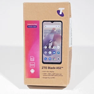 NEW Telstra ZTE Blade A52 4G 4GX VOLTE 6.52" 3GB RAM 64GB Triple Camera 13MP NFC - Picture 1 of 12