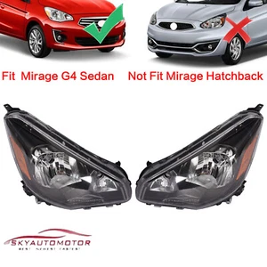 For 2017-2020 ​Mitsubishi Mirage G4 Sedan Headlights Halogen Black Left Right - Picture 1 of 7