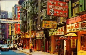 New York City China Town Postcard. USA Vintage 70s Old Card Post Pell Street - Picture 1 of 2