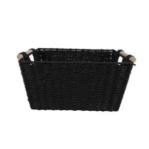 Maine & Crawford Cercy 42cm Paper Rope Basket Organiser Storage w/ Handle Black - Picture 1 of 2