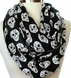 Black & White Skull Infinity Scarf - Picture 1 of 1