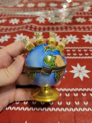 Vintage Large Limoges Peint Main Millenium Globe - image 1 of 4