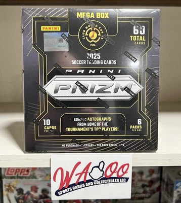 Mega caja de tarjetas de hobby sellada de fábrica de fútbol Copa Mundial de Clubes de la FIFA 2025 Panini Prizm Foto 1 de 4