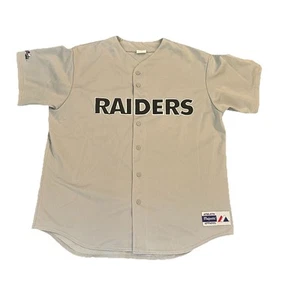 Vintage Majestic Button Front Oakland Raiders Baseball Jersey Made In USA 2X - Picture 1 of 7