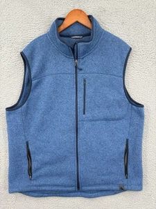 LL Bean Fleece Sweater Vest Mens Sz XL Blue Slightly Fitted Winter Fleece Zip - Picture 1 of 8