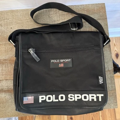 Мужская винтажная черная сумка через плечо Polo Sport Ralph Lauren б/у в отличном состоянии - Изображение 1 из 4
